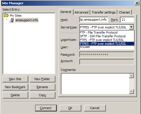 filezilla server setup ftp over tls